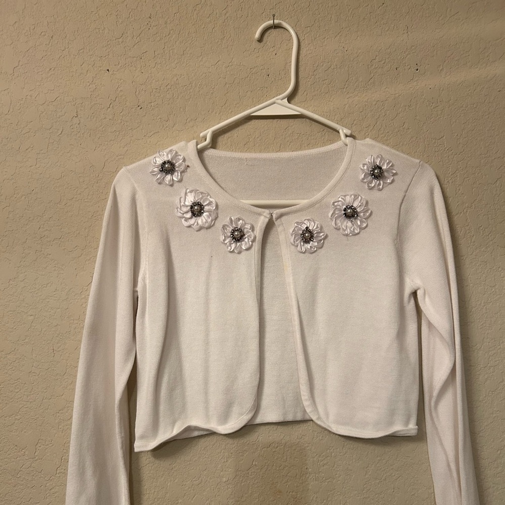 White Floral Kids Sweater